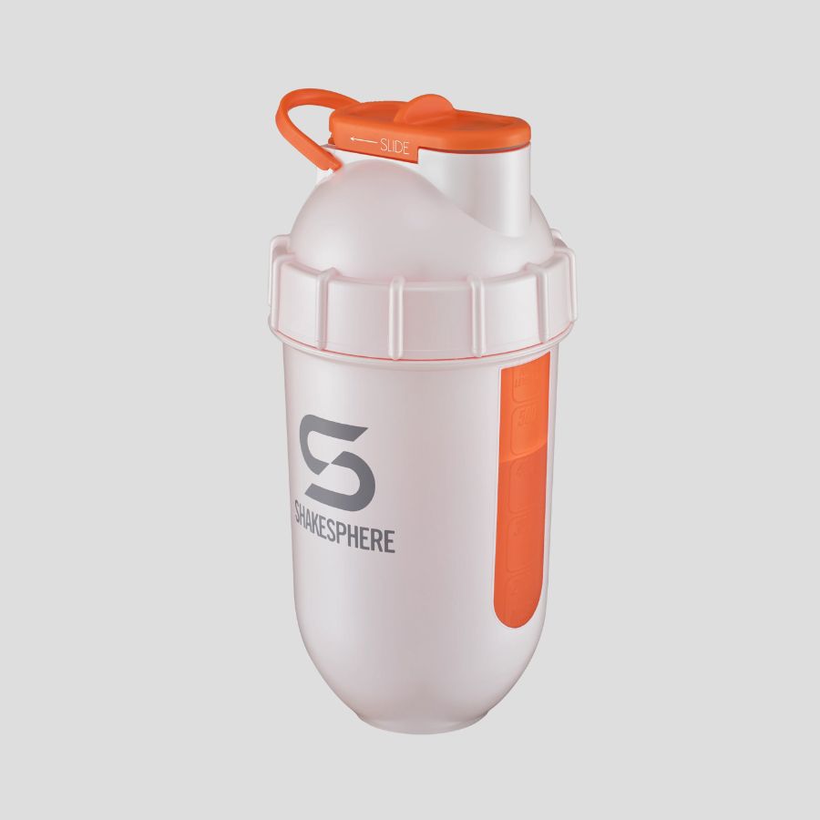 ShakeSphere Tumbler View 700ml - Pearl White with Orange Window